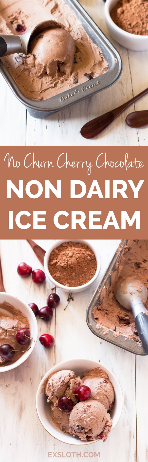 No churn cherry chocolate non dairy ice cream (Vegan, Gluten Free, Paleo) via @ExSloth | ExSloth.com
