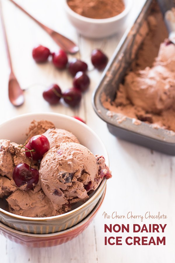 No churn cherry chocolate non dairy ice cream (Vegan, Gluten Free, Paleo) via @ExSloth | ExSloth.com