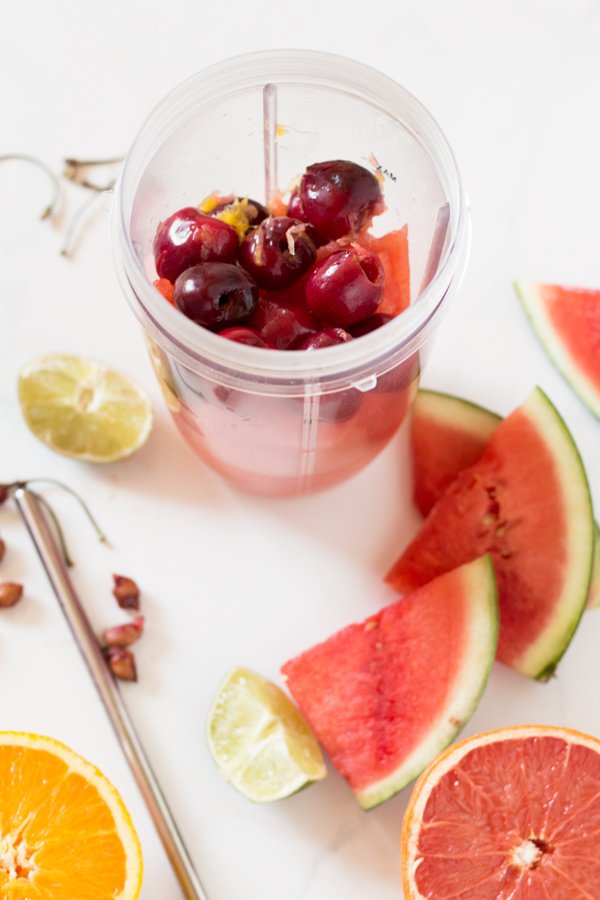 Easy Cherry Watermelon Margaritas (Vegan, Gluten Free) via @ExSloth | ExSloth.com