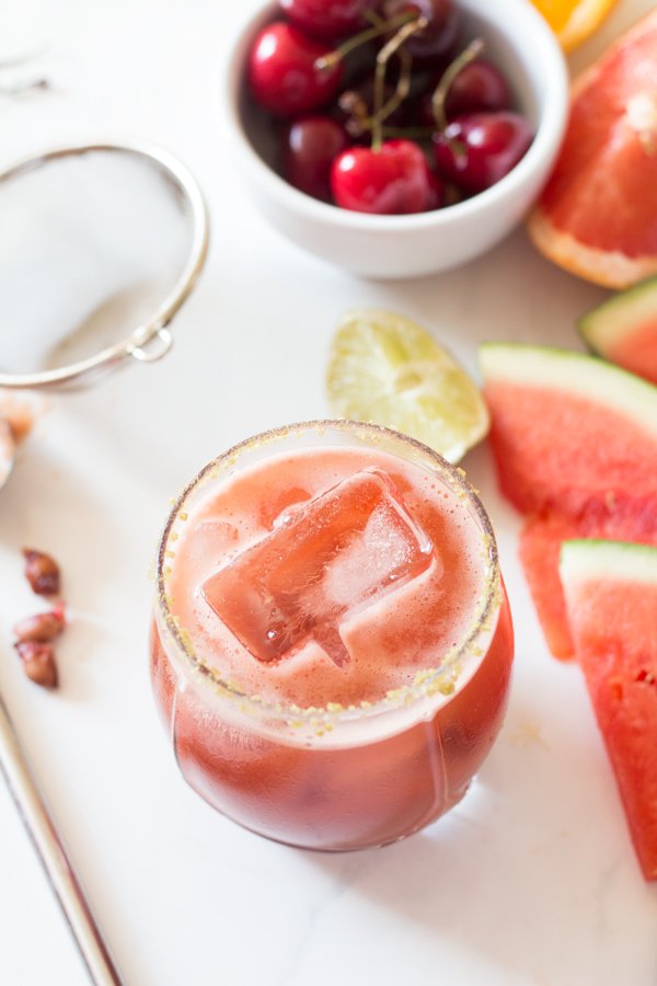 Easy Cherry Watermelon Margaritas (Vegan, Gluten Free) via @ExSloth | ExSloth.com