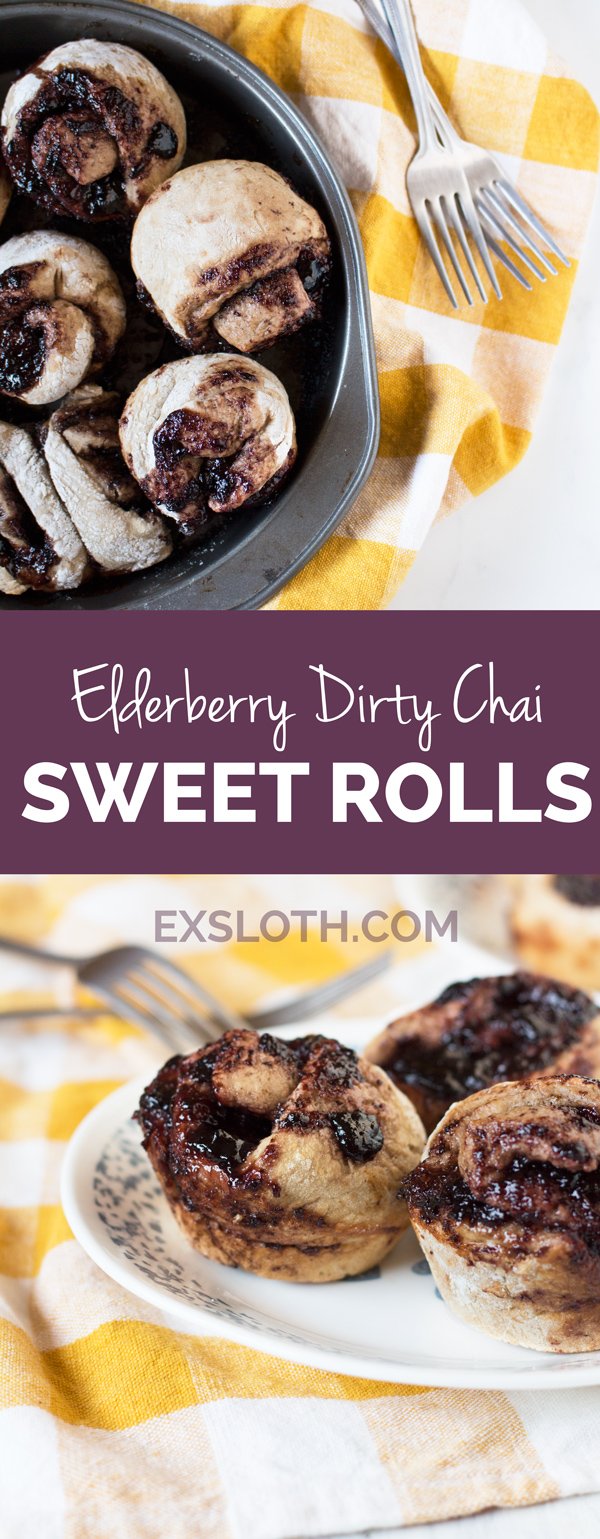 Vegan Elderberry Dirty Chai Sweet Rolls via @ExSloth | ExSloth.com