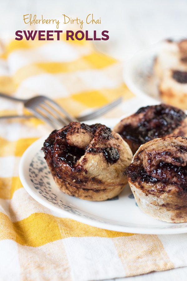 Vegan Elderberry Dirty Chai Sweet Rolls via @ExSloth | ExSloth.com