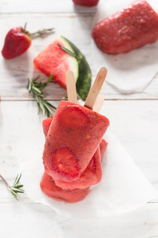 3 Ingredient Rosemary & Fruit Popsicles (Vegan, Gluten Free, Paleo) via @ExSloth | ExSloth.com