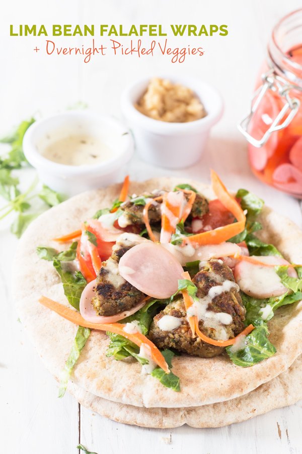 Lima Bean Falafel Wraps with Overnight Pickled Veggies (Vegan) via @ExSloth | ExSloth.com