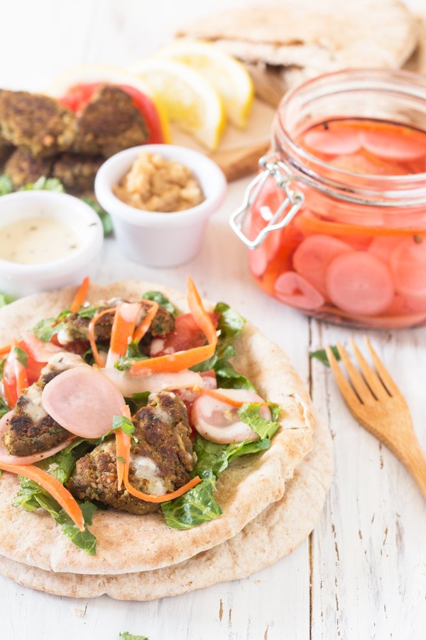 Lima Bean Falafel Wraps with Overnight Pickled Veggies (Vegan) via @ExSloth | ExSloth.com