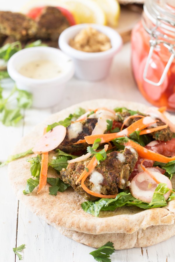 Lima Bean Falafel Wraps with Overnight Pickled Veggies (Vegan) via @ExSloth | ExSloth.com