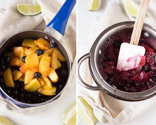 spicy blueberry peach shrub margaritas (healthy cocktail with drinking vinegars) @ExSloth | ExSloth.com