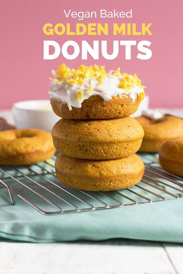 Easy Vegan Baked Golden Milk Donuts (Turmeric Tea Donuts) via @ExSloth | ExSloth.com