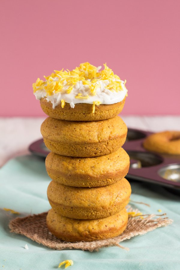 Easy Vegan Baked Golden Milk Donuts (Turmeric Tea Donuts) via @ExSloth | ExSloth.com
