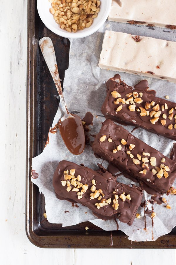 Vegan Chunky Monkey Ice Cream Bars (Klondike bars with banana ice cream, brownie bits, walnuts & chocolate) via @ExSloth | ExSloth.com
