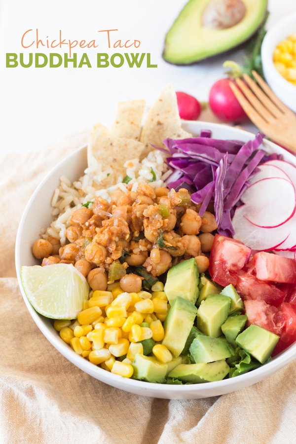This vegan, gluten-free chickpea taco buddha bowl is subtly spiced, packed with flavour and unbelievably satisfying via @ExSloth | ExSloth.com