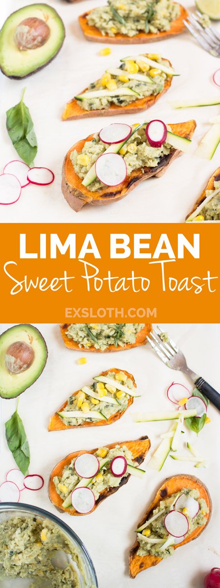 Easy Lima Bean Sweet Potato Toast (Gluten Free & Vegan) via @ExSloth | ExSloth.com