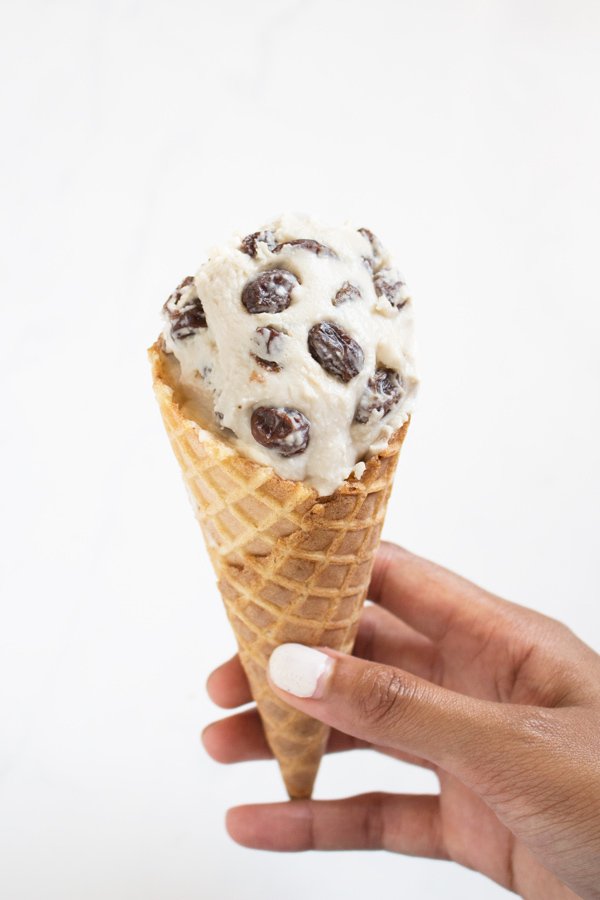 No Churn Homemade Vegan Rum Raisin Ice Cream (dairy-free, gluten-free, paleo) via @ExSloth | ExSloth.com