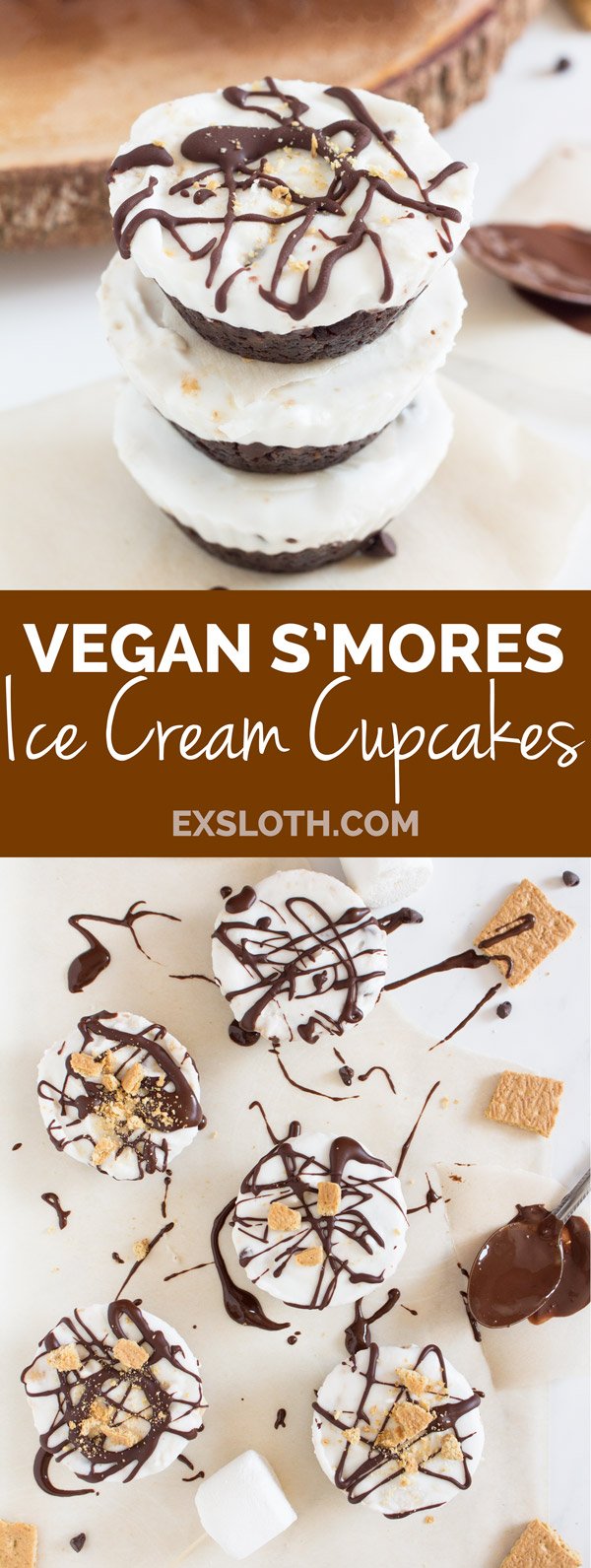 vegan s'mores ice cream cupcakes via @ExSloth | ExSloth.com