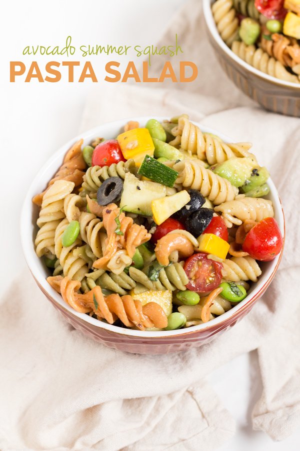 Avocado (Zucchini) Summer Squash Pasta Salad (Vegan) via @ExSloth | ExSloth.com