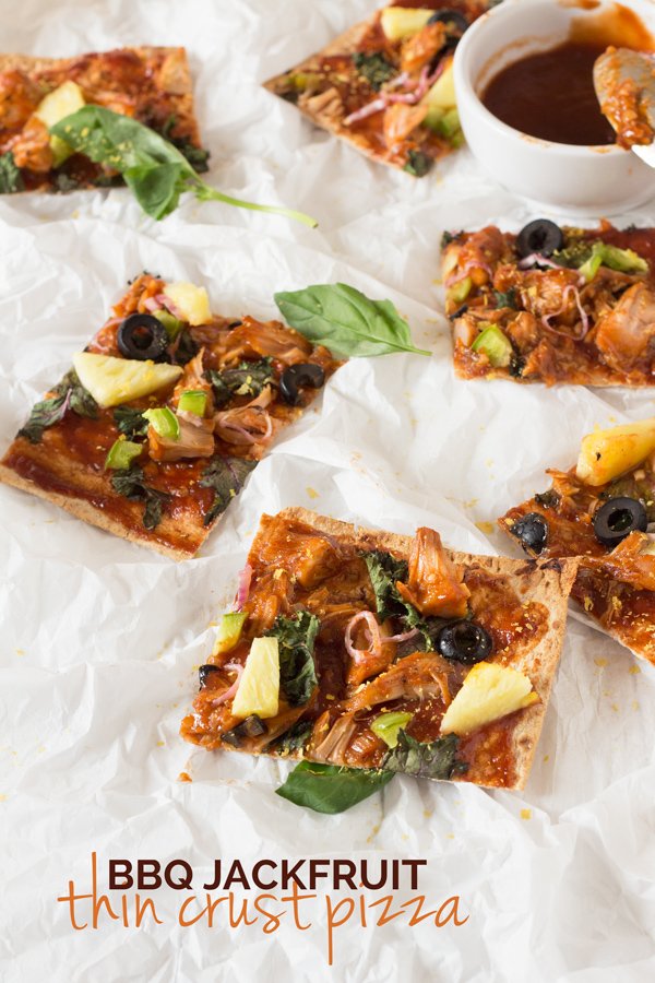 Thin Crust BBQ Jackfruit Pizza with lavish bread (Vegan) via @ExSloth | ExSloth.com