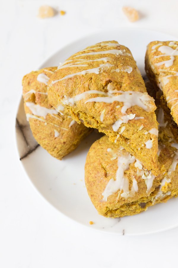 Vegan Coconut Ginger Golden Milk Scones (made with turmeric and spelt flour) via @ExSloth | ExSloth.com/vegan-golden-milk-scones/