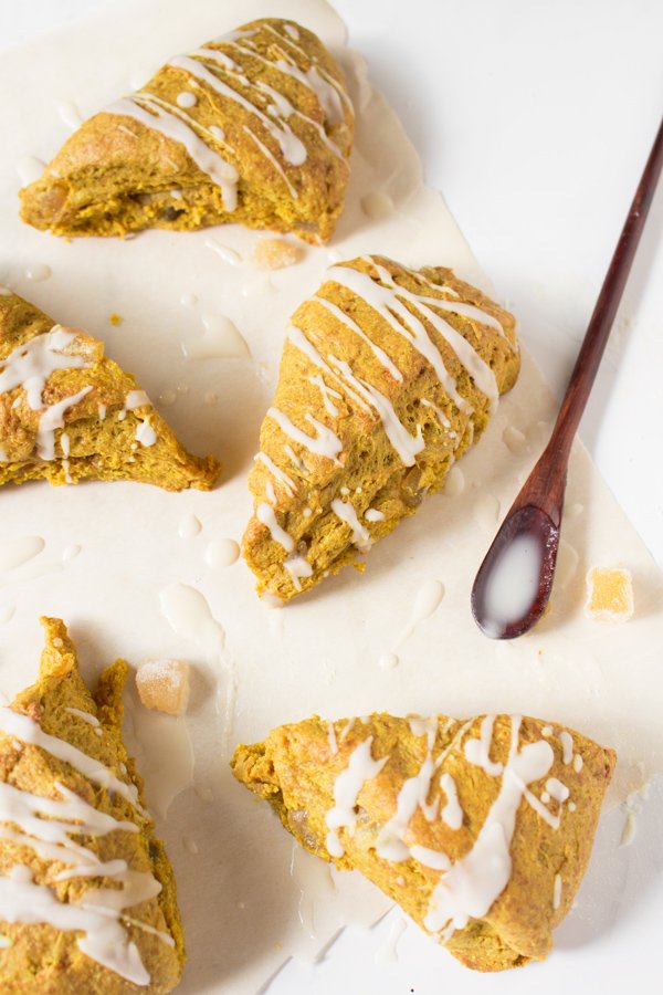 Vegan Coconut Ginger Golden Milk Scones (made with turmeric and spelt flour) via @ExSloth | ExSloth.com/vegan-golden-milk-scones/