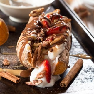 Easy 10 minute vegan breakfast sweet potato split (paleo-friendly, gluten-free) via ExSloth.com