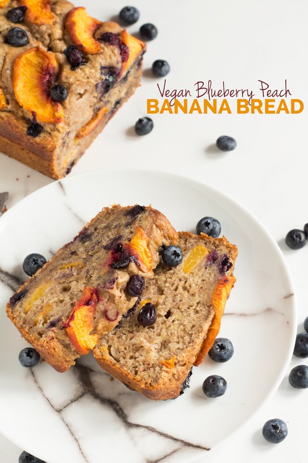 1 Bowl Vegan Blueberry Peach Banana Bread (made with spelt flour) | ExSloth.com