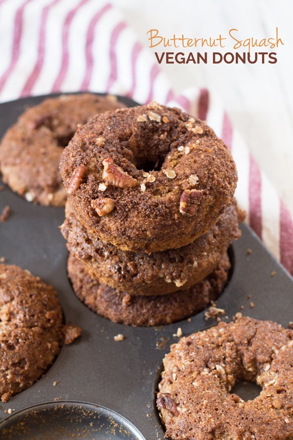 Vegan Baked Butternut Squash Donuts (made with spelt flour and refined sugar free) via ExSloth.com