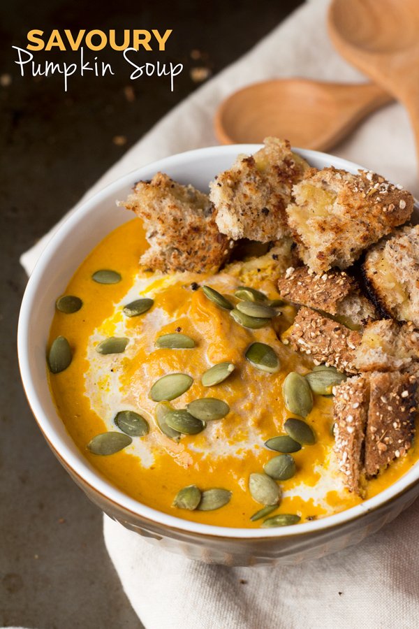 20 minute savoury pumpkin soup that's a little spicy but just as cozy and creamy as the original (vegan | gluten free | paleo) via ExSloth.com