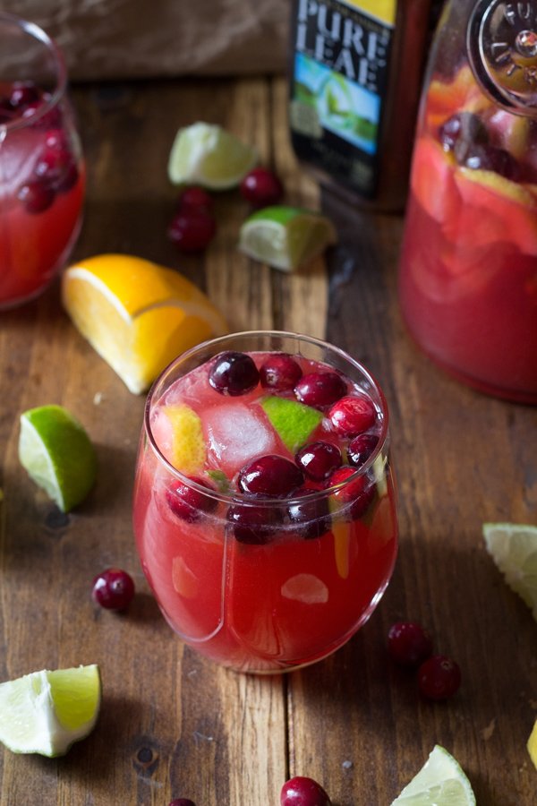 Easy Citrus Cranberry Holiday Sangria with Pure Leaf Tea via ExSloth.com