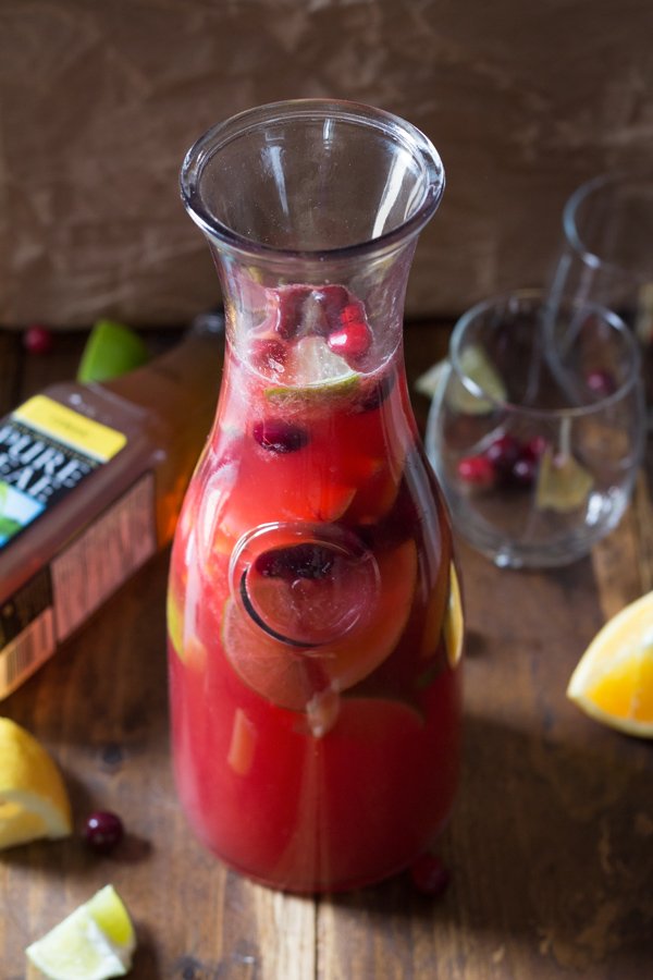 Easy Citrus Cranberry Holiday Sangria with Pure Leaf Tea via ExSloth.com