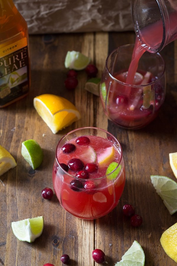 Easy Citrus Cranberry Holiday Sangria with Pure Leaf Tea via ExSloth.com