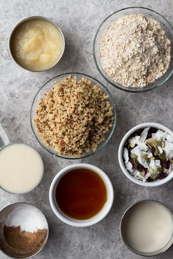 These coconut chai quinoa breakfast bars are vegan, gluten-free, refined sugar-free, filled with plant-based protein and can be made nut free depending on the mix-ins you use. They also make a great grab-and-go vegan breakfast | ExSloth.com