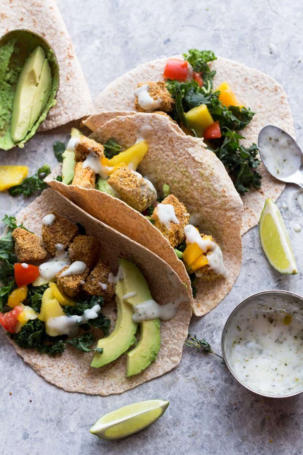 These crispy jerk sweet potato tacos are hearty, spicy, flavourful and filled with plant-based goods. They make a great vegan lunch or dinner. ExSloth.com