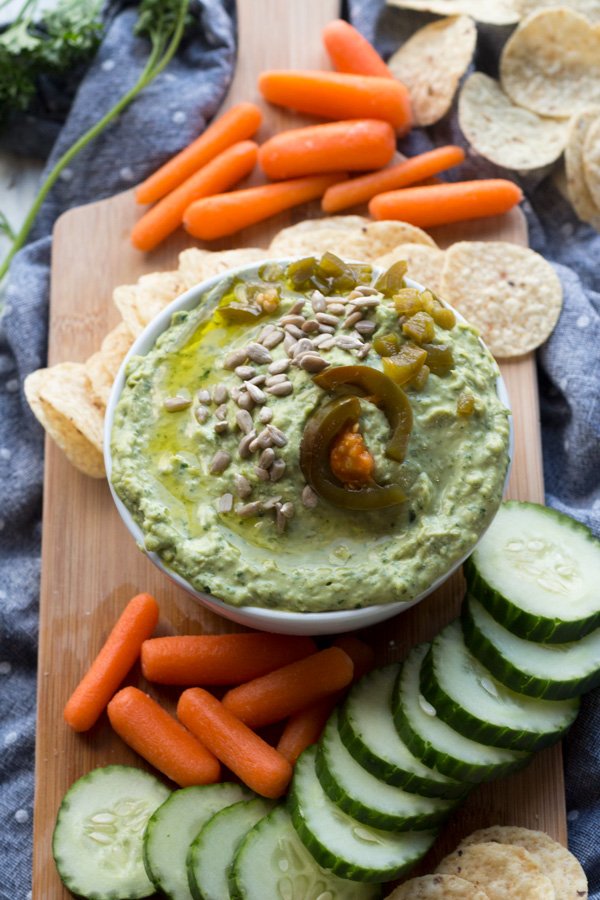 Spicy Bean Dip (made with jalapeños and lima beans) perfect for Cinco de Mayo or any patio day this summer | ExSloth.com