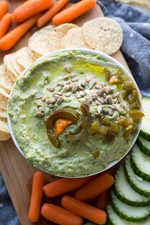 Spicy Bean Dip (made with jalapeños and lima beans) perfect for Cinco de Mayo or any patio day this summer | ExSloth.com