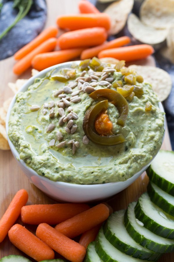 Spicy Bean Dip (made with jalapeños and lima beans) perfect for Cinco de Mayo or any patio day this summer | ExSloth.com