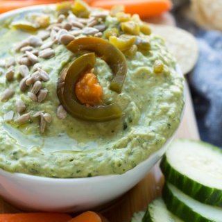 Spicy Cilantro Bean Dip (made with jalapeños and lima beans) perfect for Cinco de Mayo or any patio day this summer | ExSloth.com