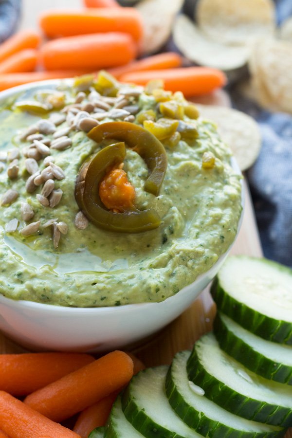 Spicy Bean Dip (made with jalapeños and lima beans) perfect for Cinco de Mayo or any patio day this summer | ExSloth.com
