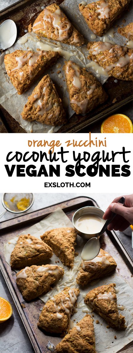 Vegan Orange Zucchini Coconut Yogurt Scones | ExSloth.com