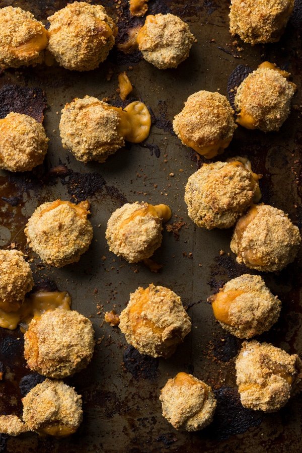 Easy crispy baked vegan cheese stuffed mushrooms (gluten-free | vegan | plant-based) via ExSloth.com